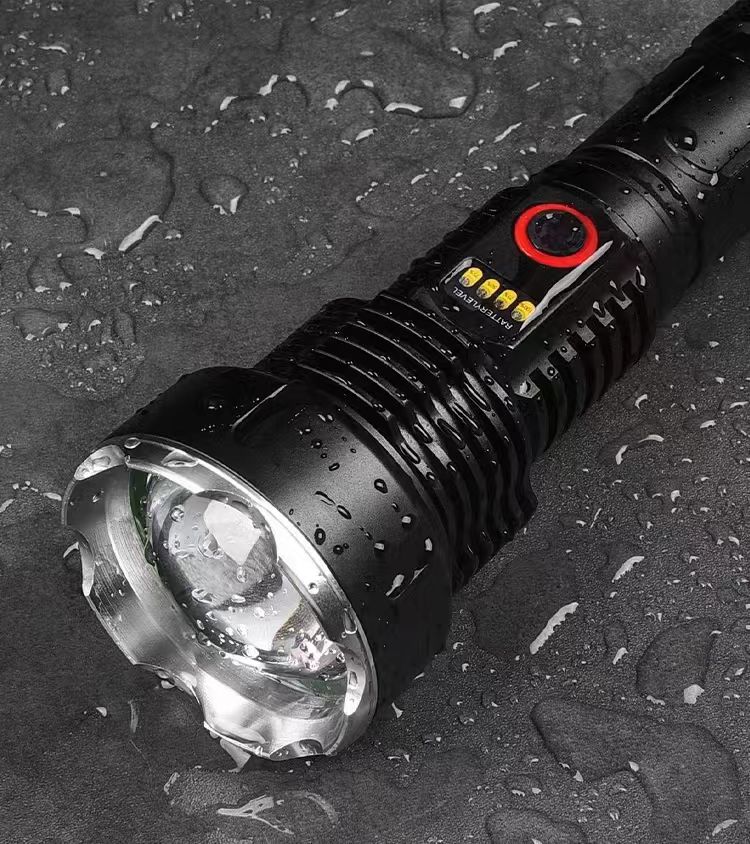森林虎X52 LED手电筒伸缩变焦可充电式远射便携 黑色